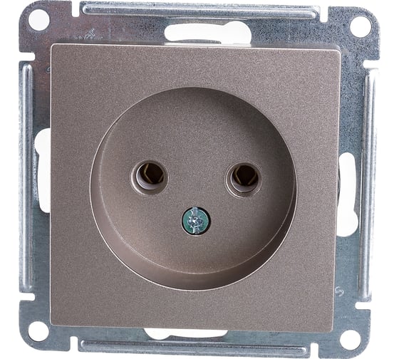 Механизм розетки Systeme Electric 1-м СП ATLAS DESIGN без заземления, 16А, шампань ATN000541 1240325