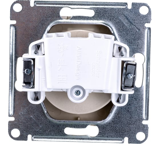 Механизм розетки Systeme Electric 1-м СП ATLAS DESIGN без заземления, 16А, шампань ATN000541 1240325