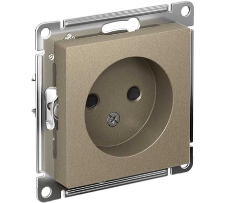 Механизм розетки 1-м Systeme Electric (Schneider Electric) ATLAS DESIGN, без заземления, защитные шторки, 16 А, шампань, арт. ATN000549