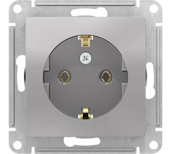 Механизм розетки Systeme Electric 1-м СП ATLAS DESIGN с заземлением, 16А, алюминий ATN000343 1240240