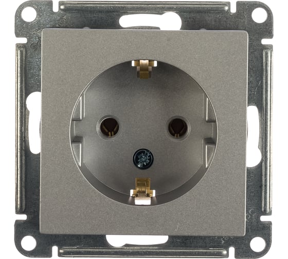 Механизм розетки Systeme Electric 1-м СП ATLAS DESIGN с заземлением, 16А, алюминий ATN000343 1240240