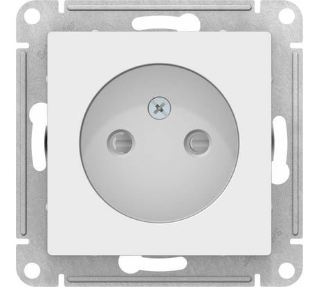 Механизм розетки Systeme Electric 1-м СП ATLAS DESIGN без заземления, защитные шторки, 16А, белый 1240151