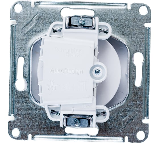 Механизм розетки Systeme Electric 1-м СП ATLAS DESIGN без заземления, защитные шторки, 16А, белый 1240151