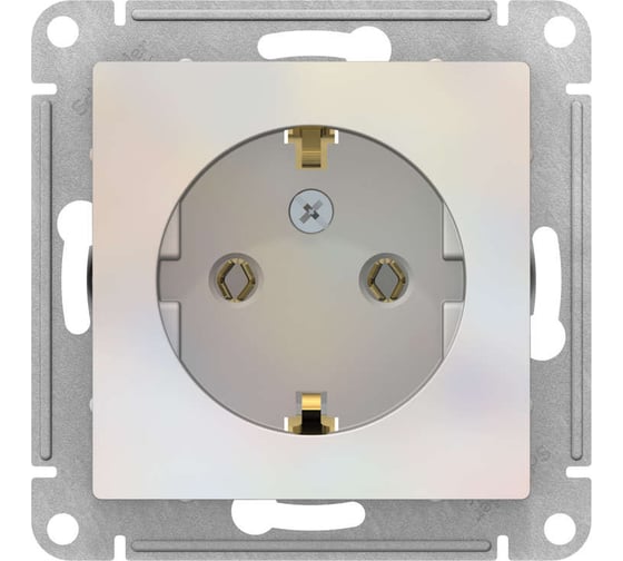 Механизм розетки Systeme Electric 1-м СП ATLAS DESIGN с заземлением, 16А, жемчуг ATN000443 1240283
