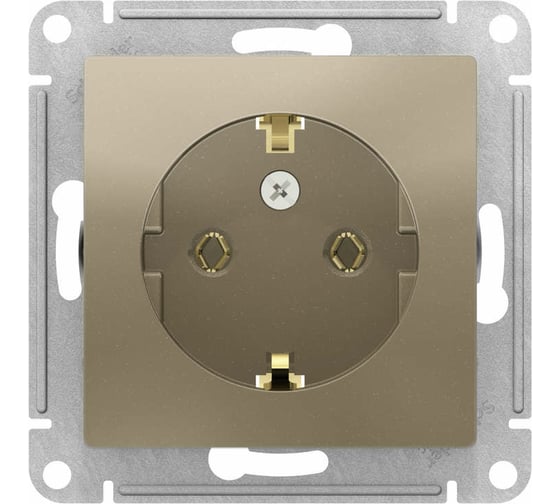 Механизм розетки Systeme Electric 1-м СП ATLAS DESIGN с заземлением, 16А, шампань ATN000543 1240326