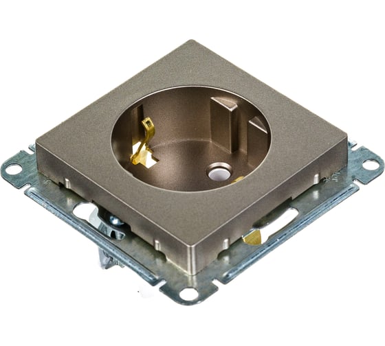 Механизм розетки Systeme Electric 1-м СП ATLAS DESIGN с заземлением, 16А, шампань ATN000543 1240326