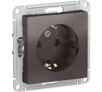 Механизм розетки Systeme Electric 1-м СП ATLAS DESIGN с заземлением, 16А, мокко ATN000643 1240369