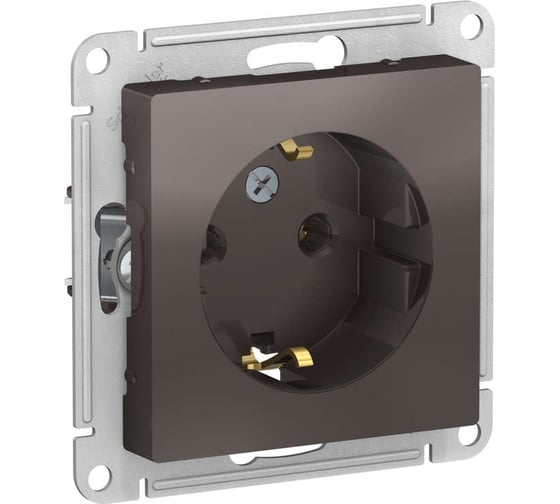 Механизм розетки Systeme Electric 1-м СП ATLAS DESIGN с заземлением, 16А, мокко ATN000643 1240369 1