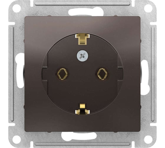 Механизм розетки Systeme Electric 1-м СП ATLAS DESIGN с заземлением, 16А, мокко ATN000643 1240369