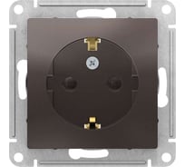 Механизм розетки Systeme Electric 1-м СП ATLAS DESIGN с заземлением, защитные шторки, 16А, мокко 1240371