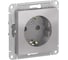 Механизм розетки Systeme Electric 1-м СП ATLAS DESIGN с заземлением, защитные шторки, 16А, алюминий 1240242 1