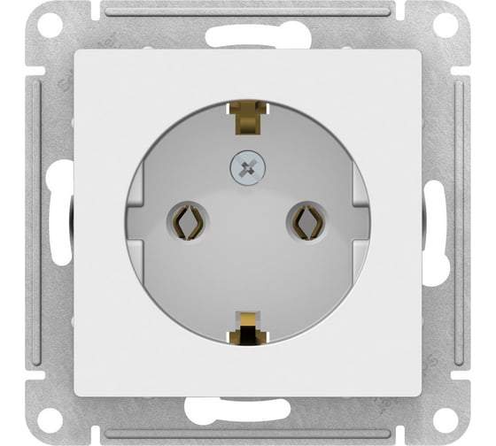 Механизм розетки Systeme Electric 1-м СП ATLAS DESIGN с заземлением, 16А, белая ATN000143 1240146