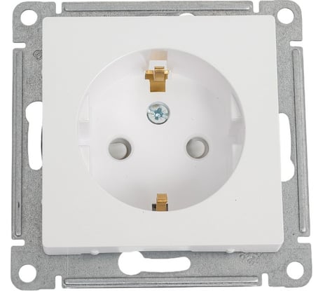 Механизм розетки Systeme Electric 1-м СП ATLAS DESIGN с заземлением, защитные шторки, 16А, жемчуг 1240285 ATN000445