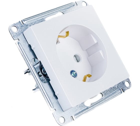 Механизм розетки Systeme Electric 1-м СП ATLAS DESIGN с заземлением, защитные шторки, 16А, жемчуг 1240285 ATN000445