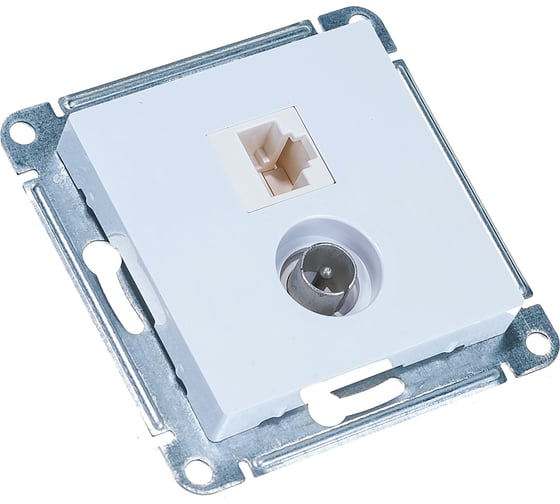 Механизм розетки Systeme Electric 2-м ATLAS DESIGN RJ45 5E+TV, белая ATN000189 1240163