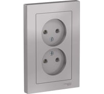 Розетка Systeme Electric 2-м ATLAS DESIGN без заземления, 16А, в сборе, алюминий ATN000320 1240229