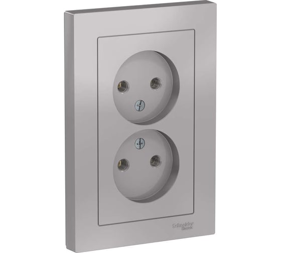 Розетка Systeme Electric 2-м ATLAS DESIGN без заземления, 16А, в сборе, алюминий ATN000320 1240229