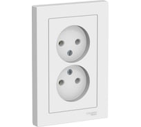 Розетка Systeme Electric 2-м ATLAS DESIGN без заземления, 16А, в сборе, белая ATN000120 1240133