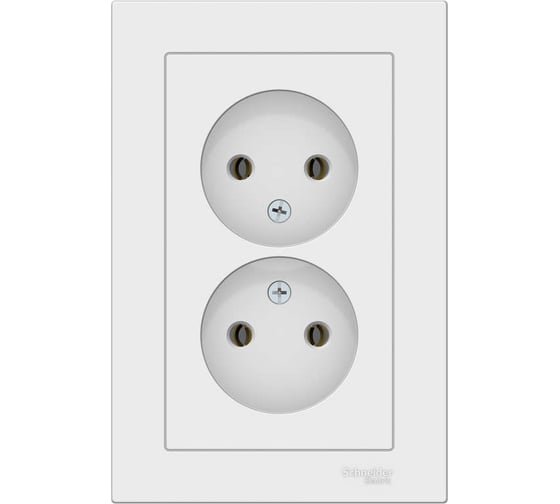 Розетка Systeme Electric 2-м ATLAS DESIGN без заземления, 16А, в сборе, белая ATN000120 1240133