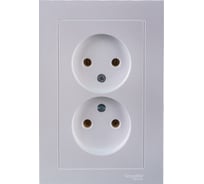 Розетка Systeme Electric 2-м ATLAS DESIGN без заземления, 16А, в сборе, жемчуг ATN000420 1240272
