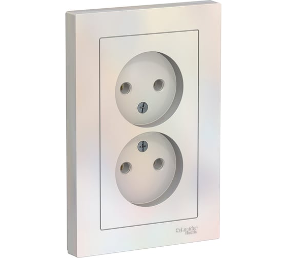 Розетка Systeme Electric 2-м ATLAS DESIGN без заземления, 16А, в сборе, жемчуг ATN000420 1240272