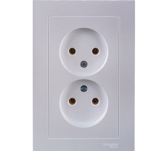 Розетка Systeme Electric 2-м ATLAS DESIGN без заземления, 16А, в сборе, жемчуг ATN000420 1240272