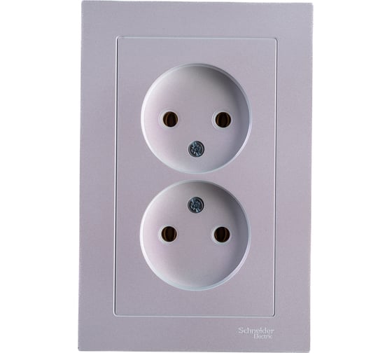 Розетка Systeme Electric 2-м ATLAS DESIGN без заземления, 16А, в сборе, жемчуг ATN000420 1240272