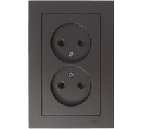 Розетка Systeme Electric 2-м ATLAS DESIGN без заземления, 16А, в сборе, мокко ATN000620 1240358