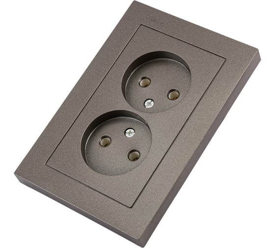 Розетка Systeme Electric 2-м ATLAS DESIGN без заземления, 16А, в сборе, мокко ATN000620 1240358 1