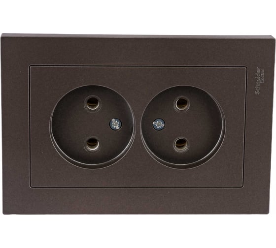 Розетка Systeme Electric 2-м ATLAS DESIGN без заземления, 16А, в сборе, мокко ATN000620 1240358