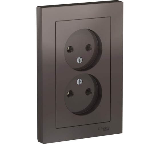 Розетка Systeme Electric 2-м ATLAS DESIGN без заземления, 16А, в сборе, мокко ATN000620 1240358