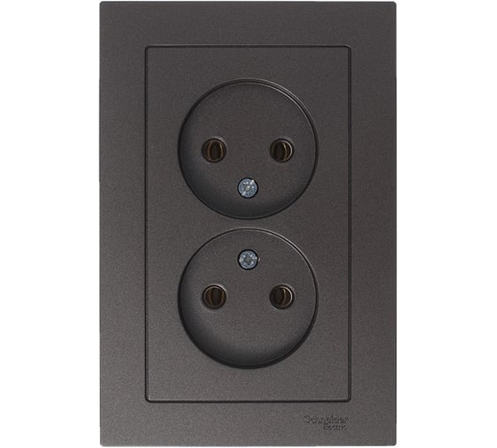 Розетка Systeme Electric 2-м ATLAS DESIGN без заземления, 16А, в сборе, мокко ATN000620 1240358