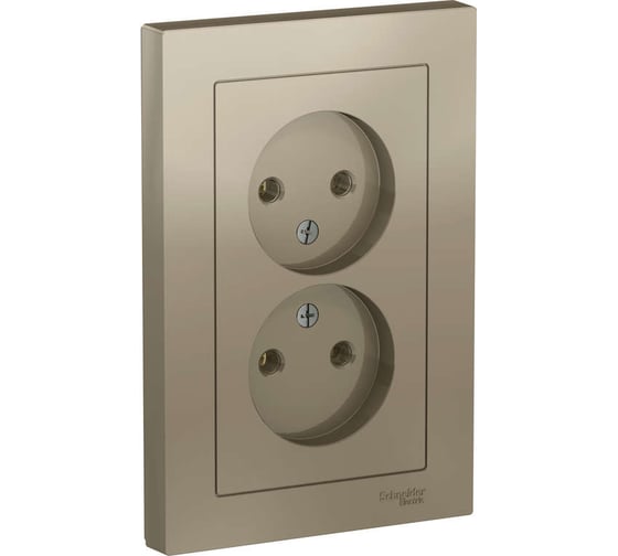 Розетка Systeme Electric 2-м ATLAS DESIGN без заземления, 16А, в сборе, шампань ATN000520 1240315