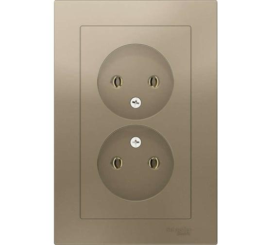 Розетка Systeme Electric 2-м ATLAS DESIGN без заземления, 16А, в сборе, шампань ATN000520 1240315