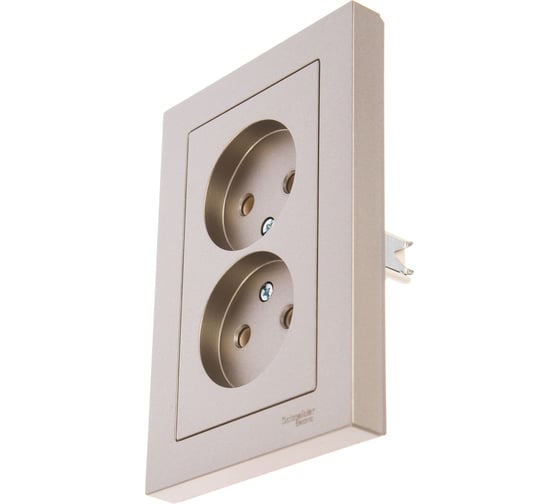 Розетка Systeme Electric 2-м ATLAS DESIGN без заземления, 16А, в сборе, шампань ATN000520 1240315