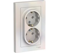 Розетка Systeme Electric 2-м ATLAS DESIGN с заземлением, 16А, в сборе, жемчуг ATN000424 1240274