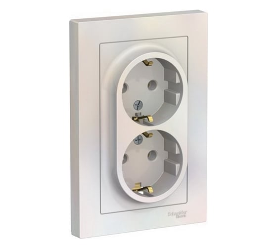 Розетка Systeme Electric 2-м ATLAS DESIGN с заземлением, 16А, в сборе, жемчуг ATN000424 1240274