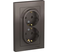 Розетка Systeme Electric 2-м ATLAS DESIGN с заземлением, 16А, в сборе, мокко ATN000624 1240360