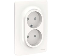 Розетка Systeme Electric 2-м UNICA NEW защитные шторки, без заземления, винтовой зажим, белая NU206318 1239758