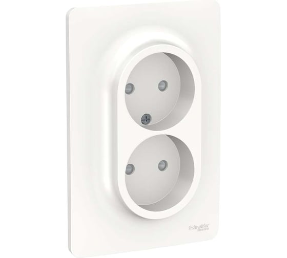 Розетка Systeme Electric 2-м UNICA NEW защитные шторки, без заземления, винтовой зажим, белая NU206318 1239758