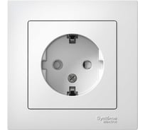 Розетка Systeme Electric (Schneider Electric) ATLAS DESIGN с заземл. защ. шторки 16А в сборе бел. 1240147 ATN000144