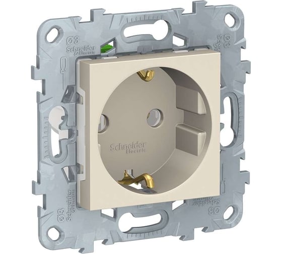 Розетка Systeme Electric UNICA NEW без защитных шторок, с заземлением, 16А, 250В, бежевая 1239889