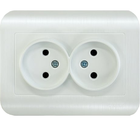 Розетка Luxar deco с/у двойная без з/к белая с рифленой рамкой, 250в 16а (10.035.01) 4606400421092