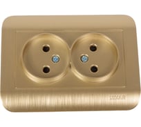 Розетка Luxar deco с/у двойная без з/к шампань с рифленой рамкой, 250в 16а (10.035.05) 4606400421153