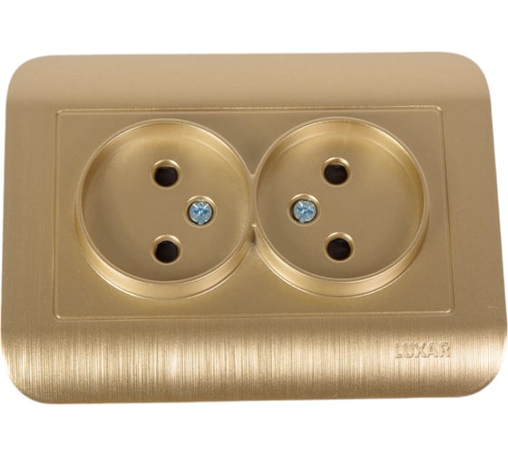 Розетка Luxar deco с/у двойная без з/к шампань с рифленой рамкой, 250в 16а (10.035.05) 4606400421153 1
