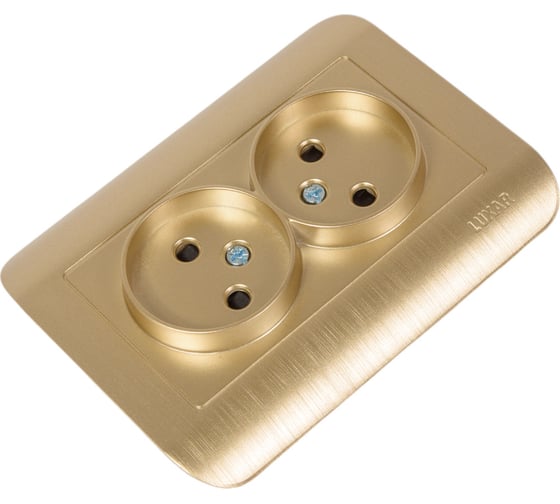 Розетка Luxar deco с/у двойная без з/к шампань с рифленой рамкой, 250в 16а (10.035.05) 4606400421153
