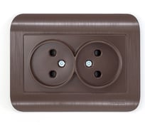 Розетка Luxar Deco с/у двойная без з/к шоколад с рифленой рамкой, 250в 16а (10.035.06) 4606400430254