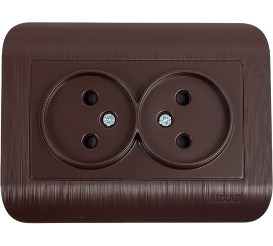 Розетка Luxar Deco с/у двойная без з/к шоколад с рифленой рамкой, 250в 16а (10.035.06) 4606400430254