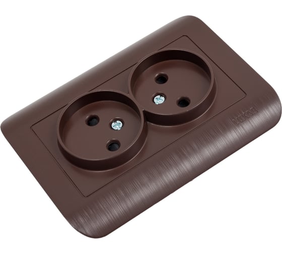 Розетка Luxar Deco с/у двойная без з/к шоколад с рифленой рамкой, 250в 16а (10.035.06) 4606400430254