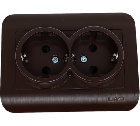 Розетка Luxar deco с/у двойная с з/к шоколад с рифленой рамкой, 250в 16а (10.037.06) 4606400430261
